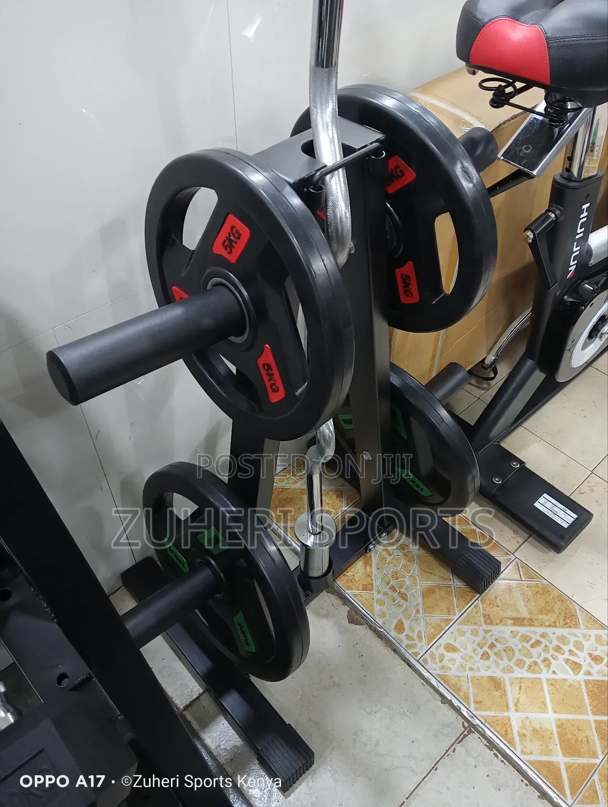 Olympic Plate Rack With Vertical Olympic Barbell Holder