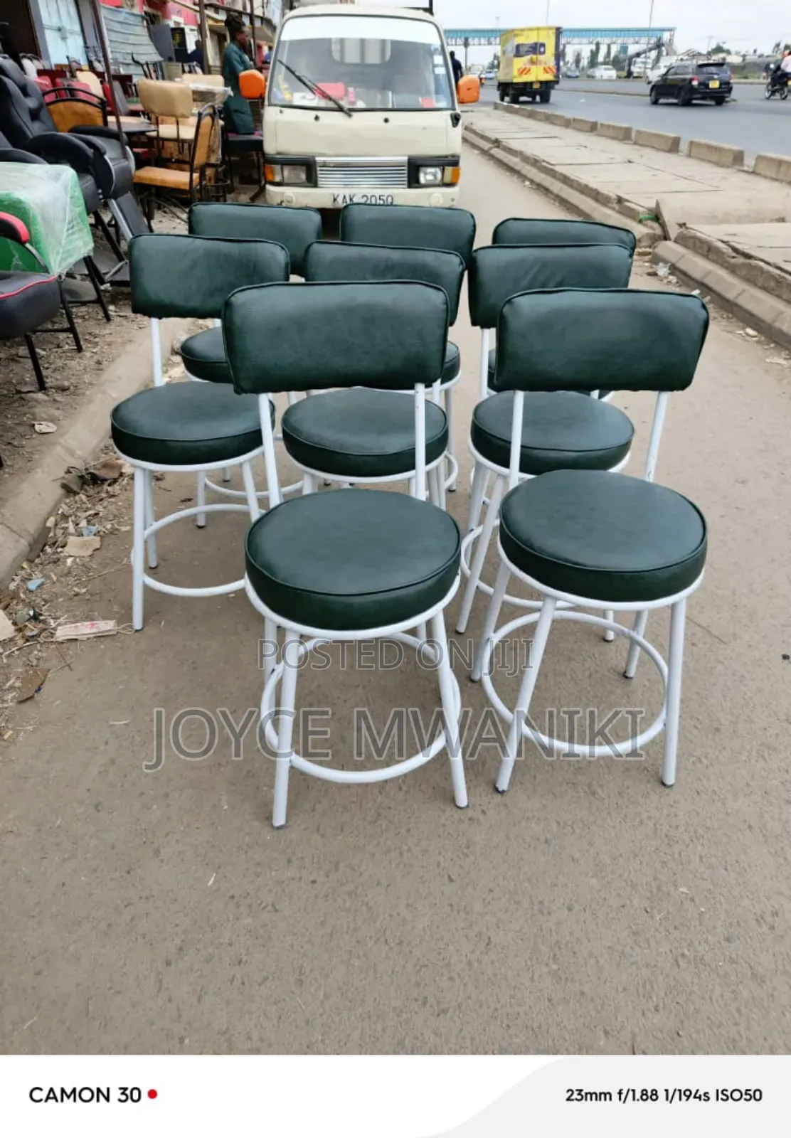 Powder Coated Restaurant Chairs, Green and White 