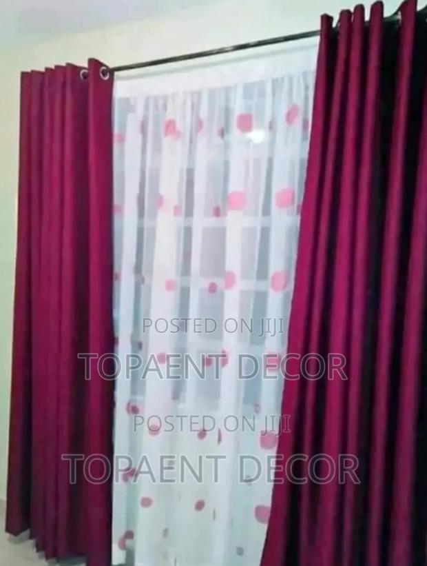 Maroon Door Curtains and Matching Sheer - main view