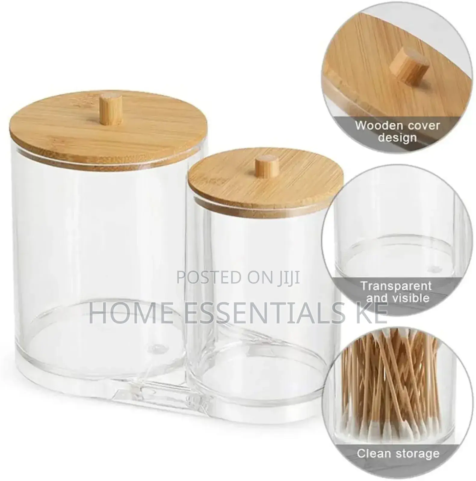 *Double Compartment Acrylic Cotton Swabs Jewelry Organizer*