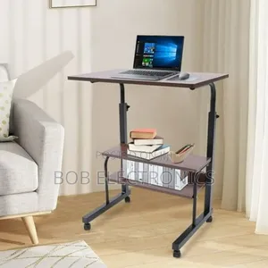 Adjustable Movable Laptop Table With Storage Shelves