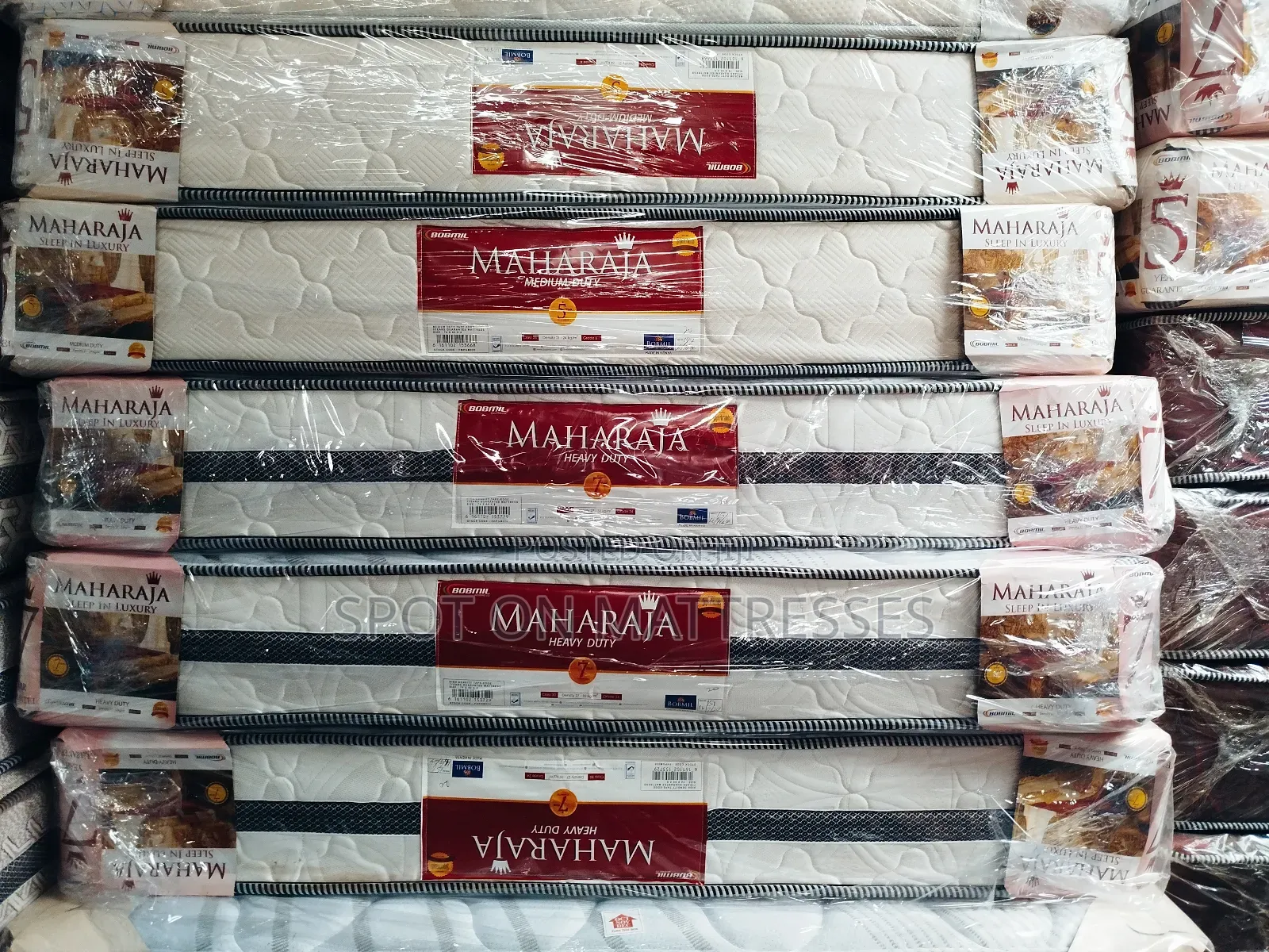 5by6 8inch 7yrs Bobmil Maharaja Heavy Duty Mattresses.