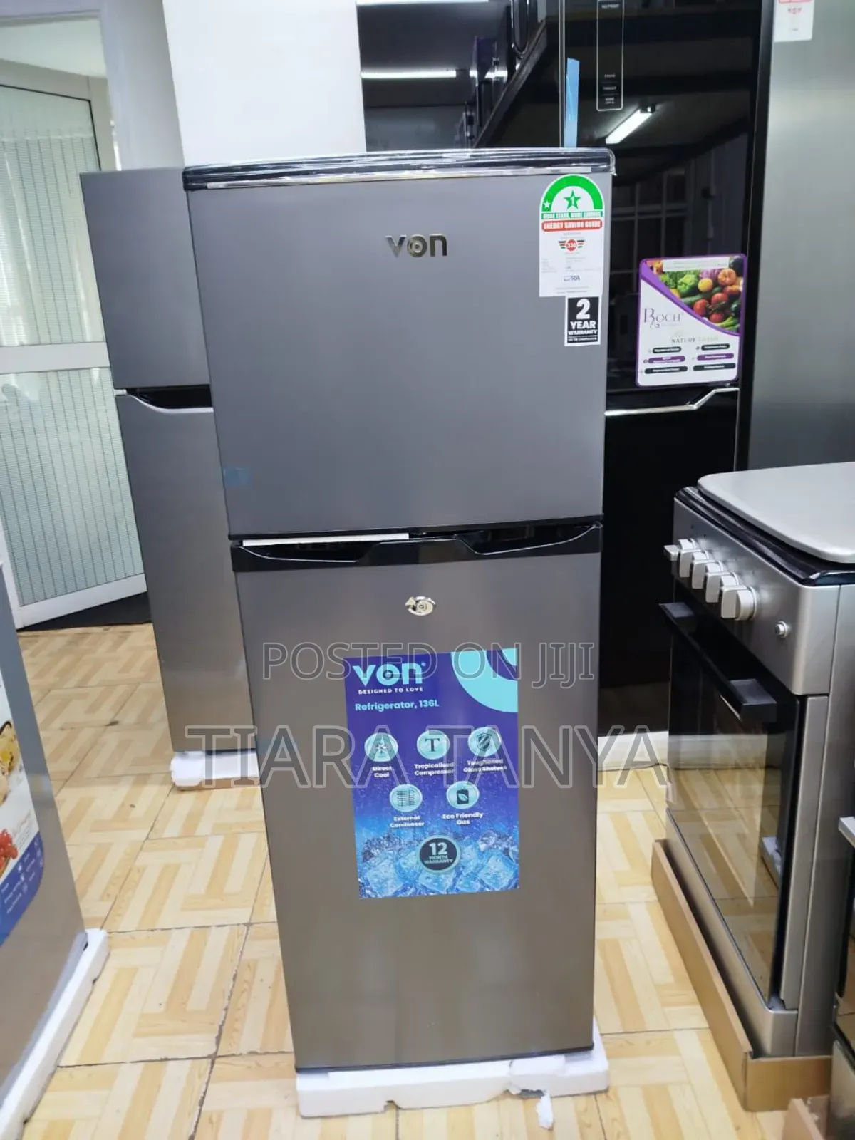 Von Vart-19dhs Double Door Fridge 136l - Silver
