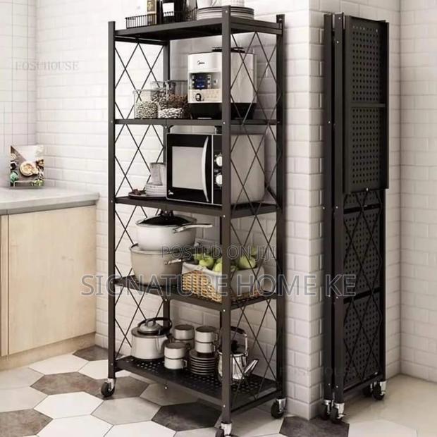 5 Tier Mettalic Foldable Kitchen Storage Rack