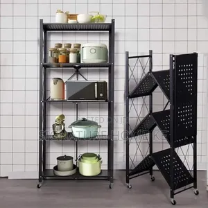 5 Tier Mettalic Foldable Kitchen Storage Rack