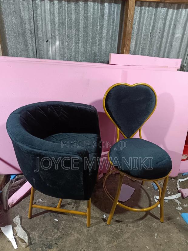 Manicure Seats 2 Pieces Black and Gold - main view