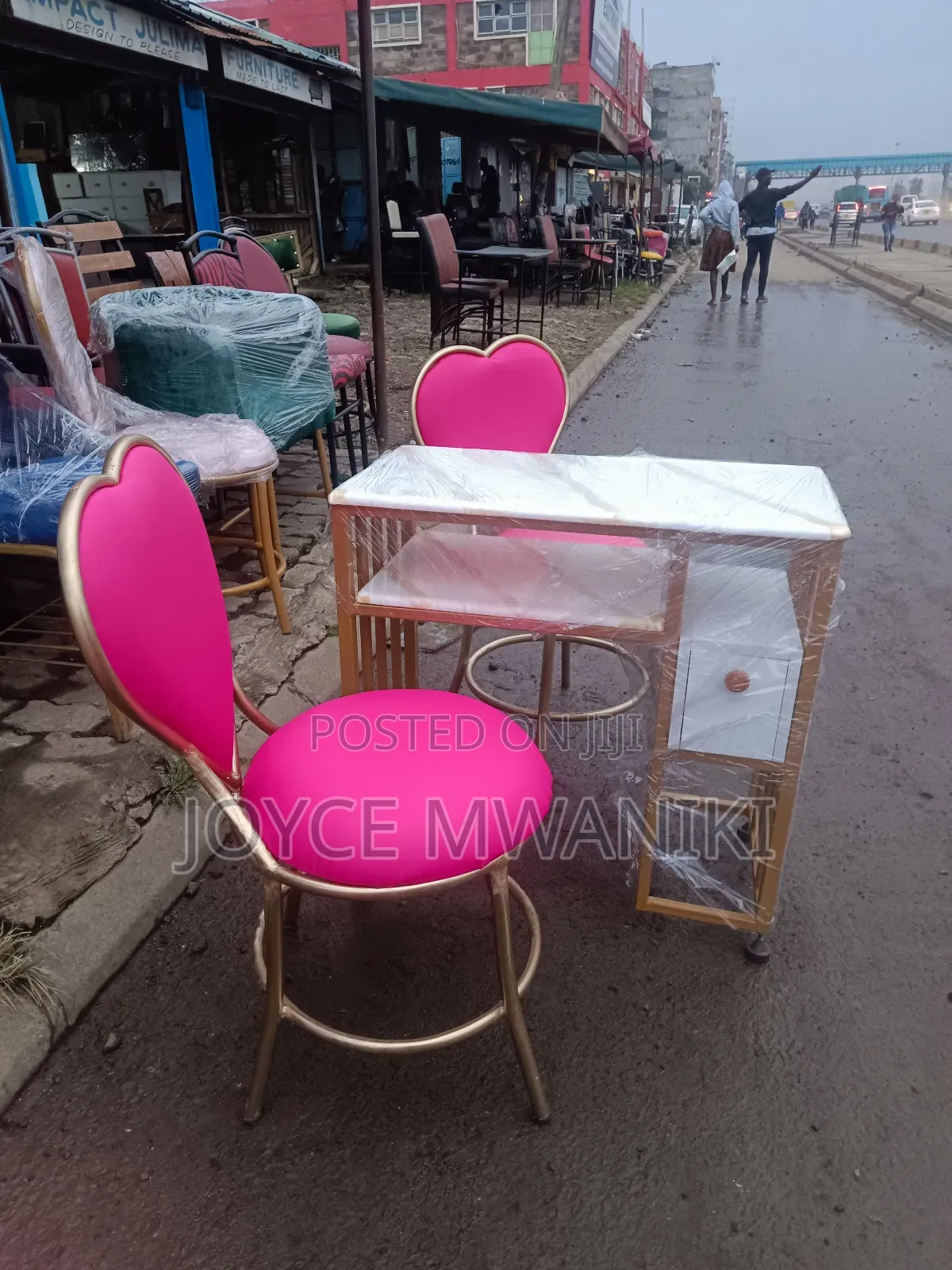 Manicure Set, 2 Love Seats and Marble Table 