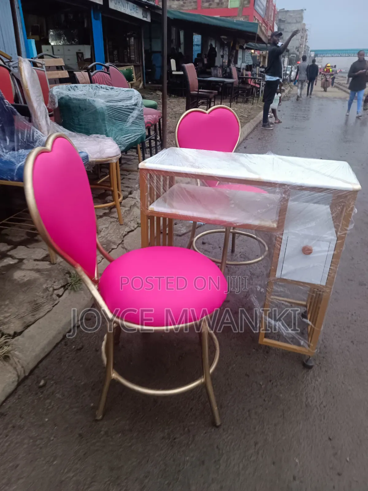 Manicure Set, 2 Love Seats and Marble Table 