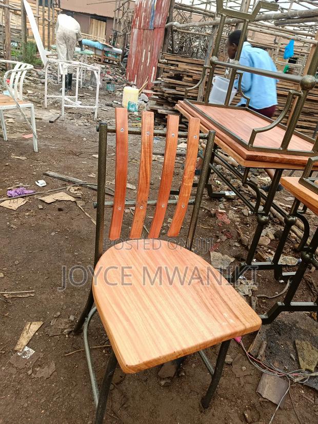 Mahogany Restaurant Chair, With Powder Coated Frame  - thumbnail 3