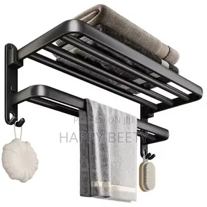 Black Heavy Aluminum Double Layer Towel Holder