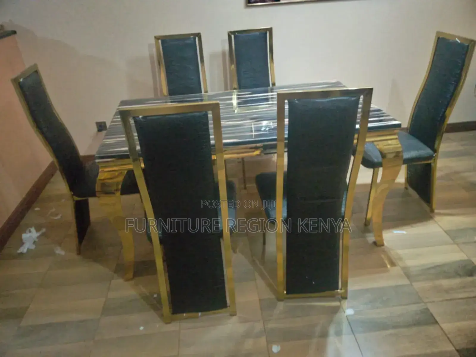 Six Seater Marble Top Dinning Table