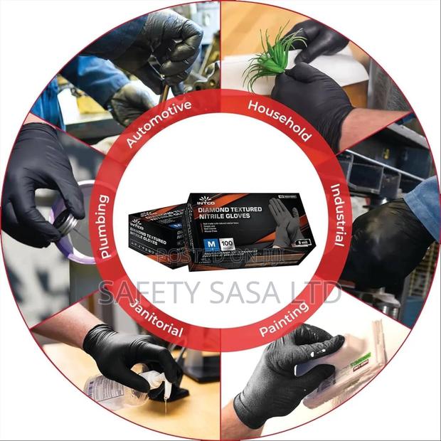 Heavy Duty Black Nitrile Gloves 8mil - thumbnail 2