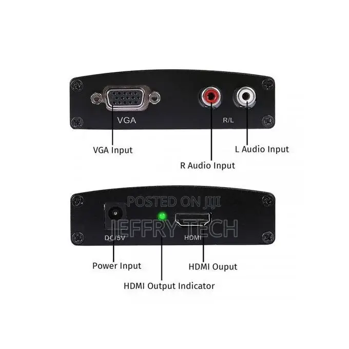 VGA to HDMI Converter Box VGA Audio to HDMI Video With Pow