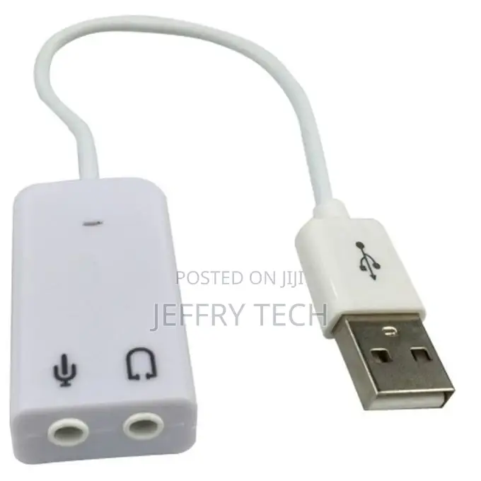 USB 2.0 Audio Headset Microphone Jack Converter - White