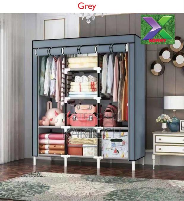 Wooden Wardrobe 3 Column - Grey - main view