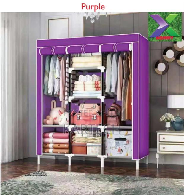Wooden Wardrobe 3 Column - Purple