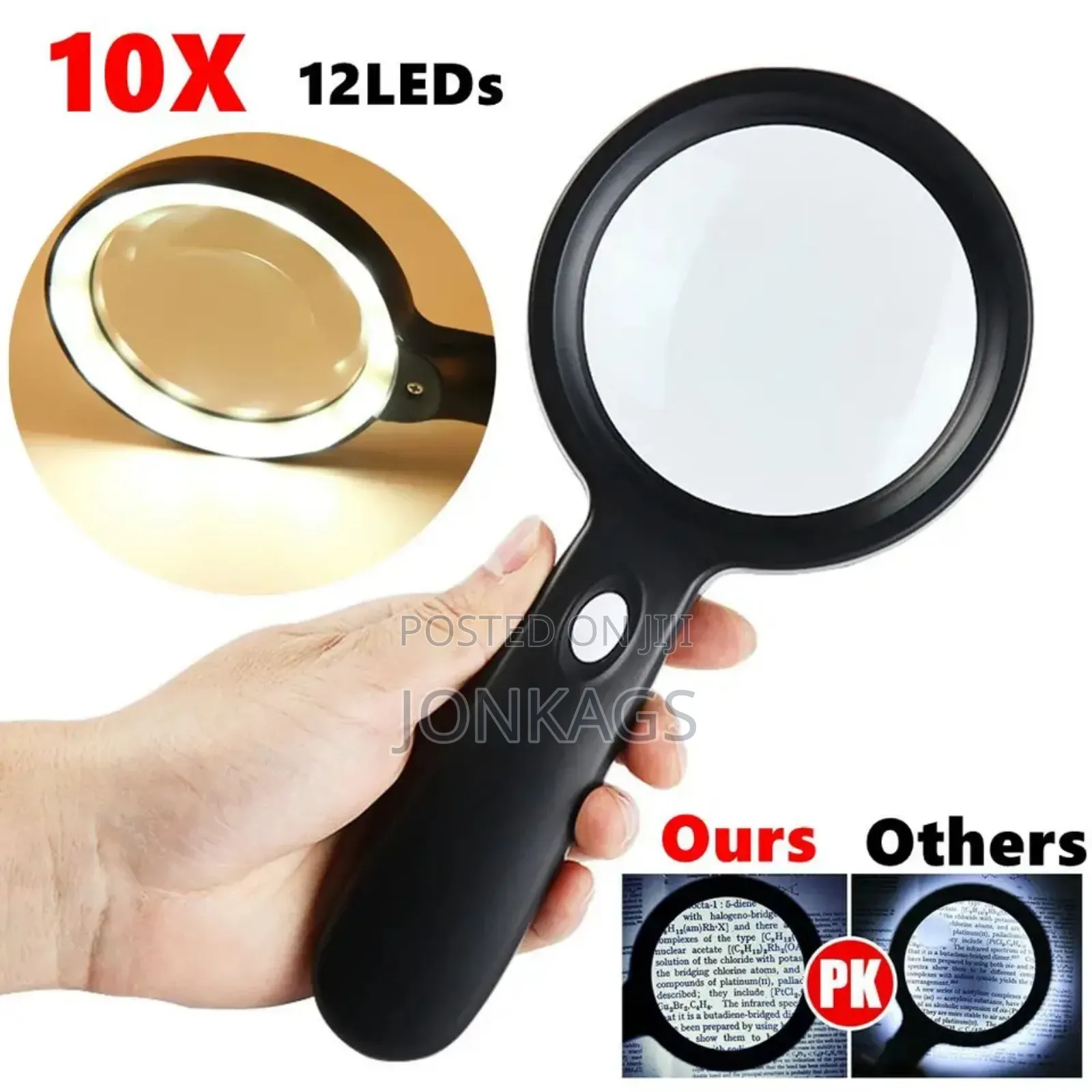 90mm Hand-held Magnifying Glass With 12 LED Lights