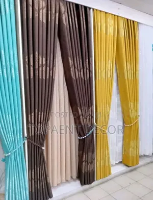 Chocolate Brown and Yellow Window Curtains