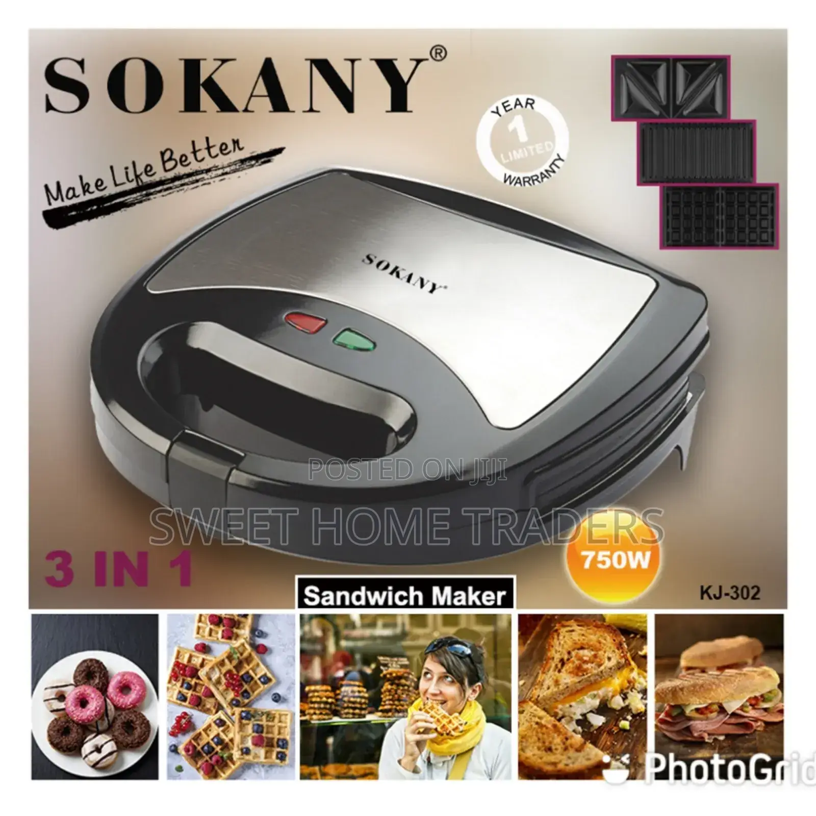 3in1 Sandwich Maker SK-302 MAKE*