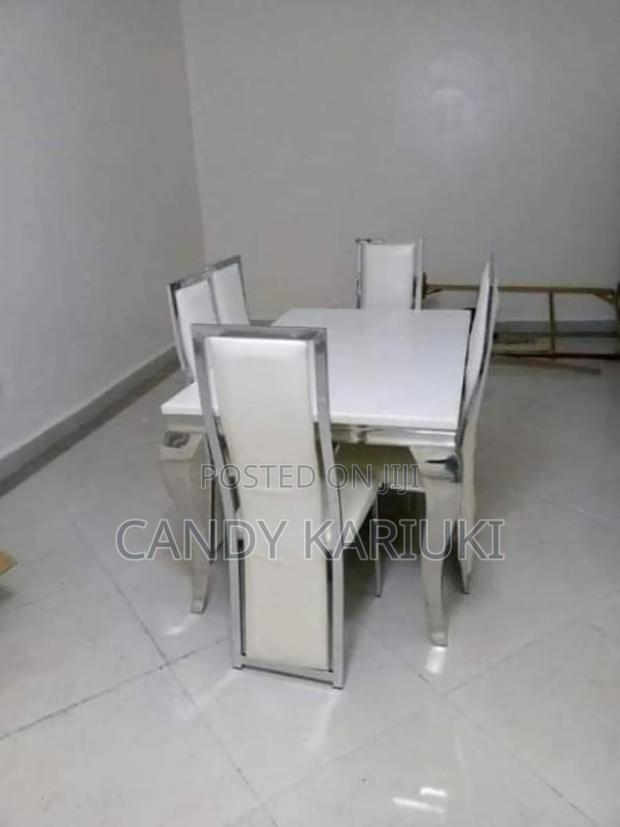 6 Seater Pure Marble Dining Table Set - main view
