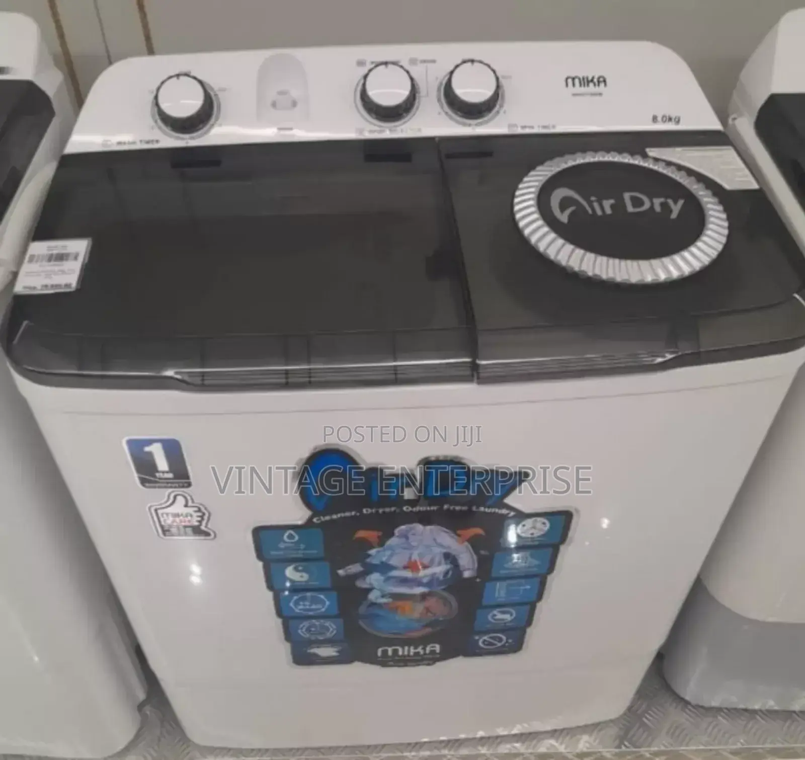 Washing Machine , Mika 8kgs Twin Tub Washing Machine.