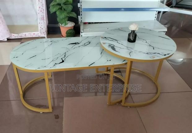 Coffee Table , White Marble 2 in 1 Nesting Coffee Table .
