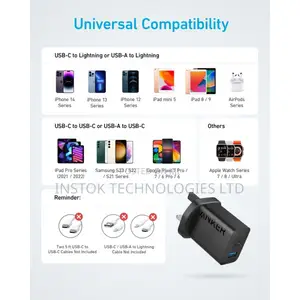 Anker 20W Wall Charger 2 Ports USB-C + USB a 2 Pack