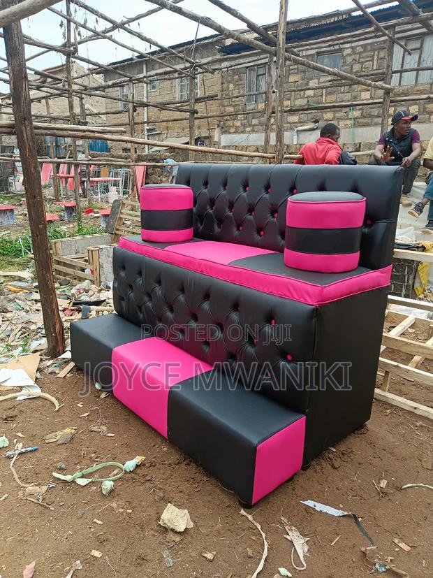 Pedicure Seat, 3 Seater Pink and Black - main view