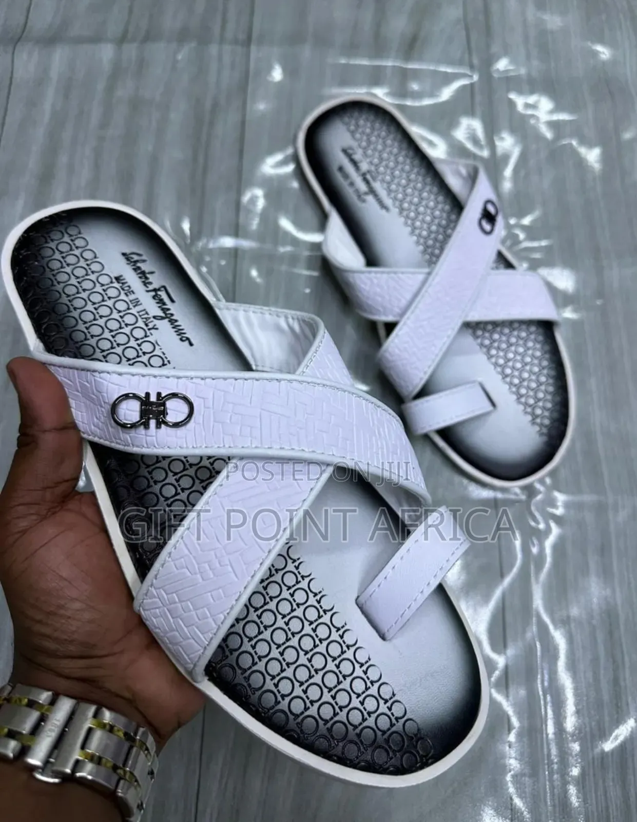 White Leather Sandals for Men