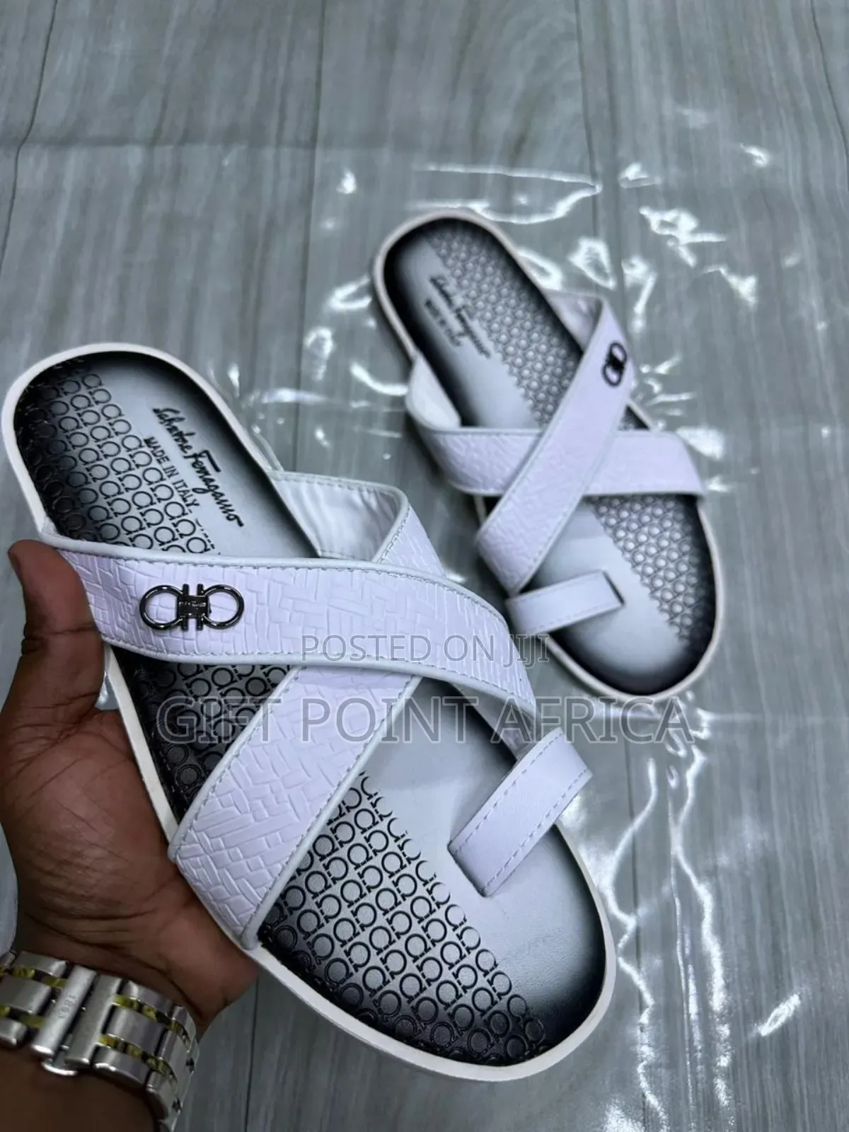 White Leather Sandals for Men
