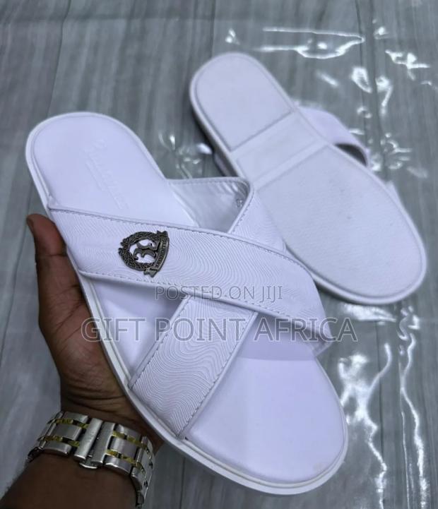 White Leather Sandals for Men - main view
