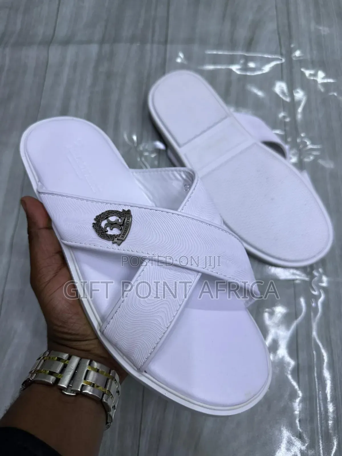 White Leather Sandals for Men