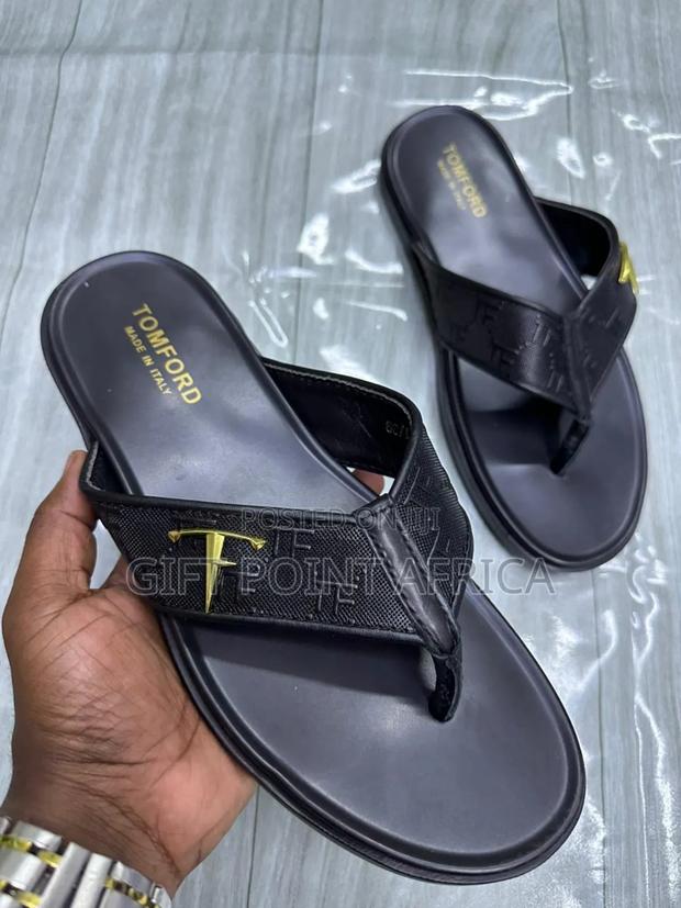 Black Leather Sandals for Men - thumbnail 2