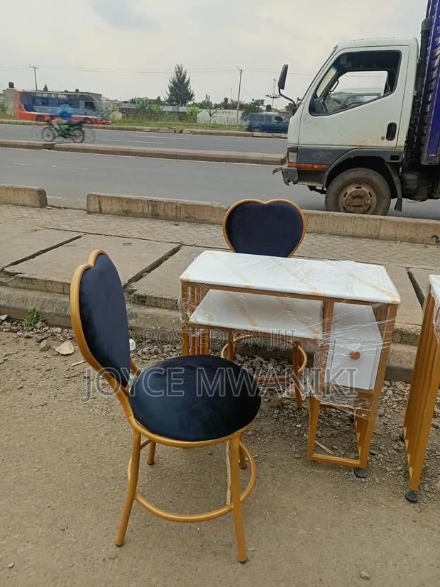 Manicure Set, 2 Love Seats and Marble Table With Drawer