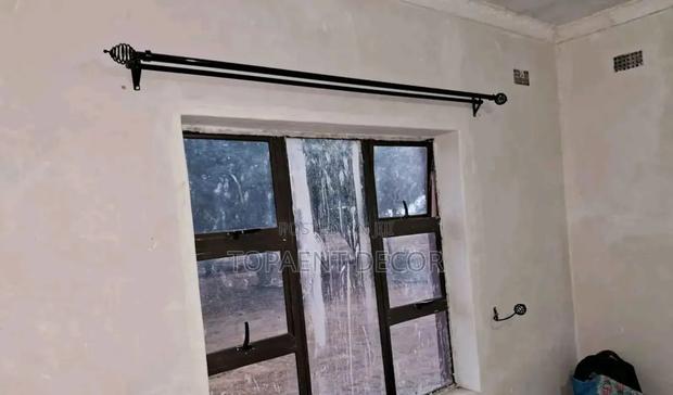 Double Black Powder Coated Window Curtain Rod - main view