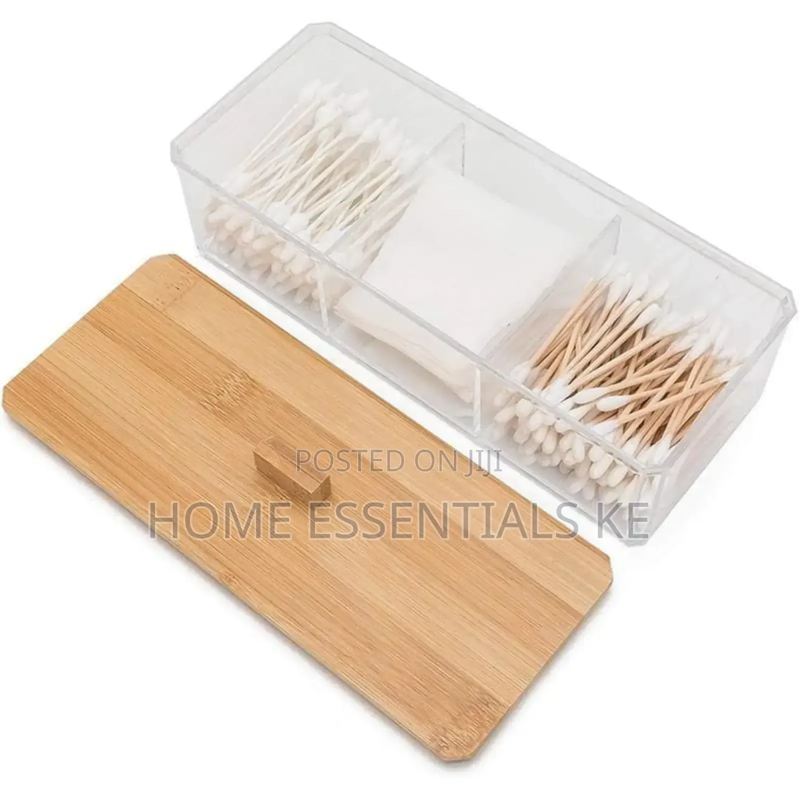 *3 Compartment Acrylic Makeup Organizer Cotton Pad