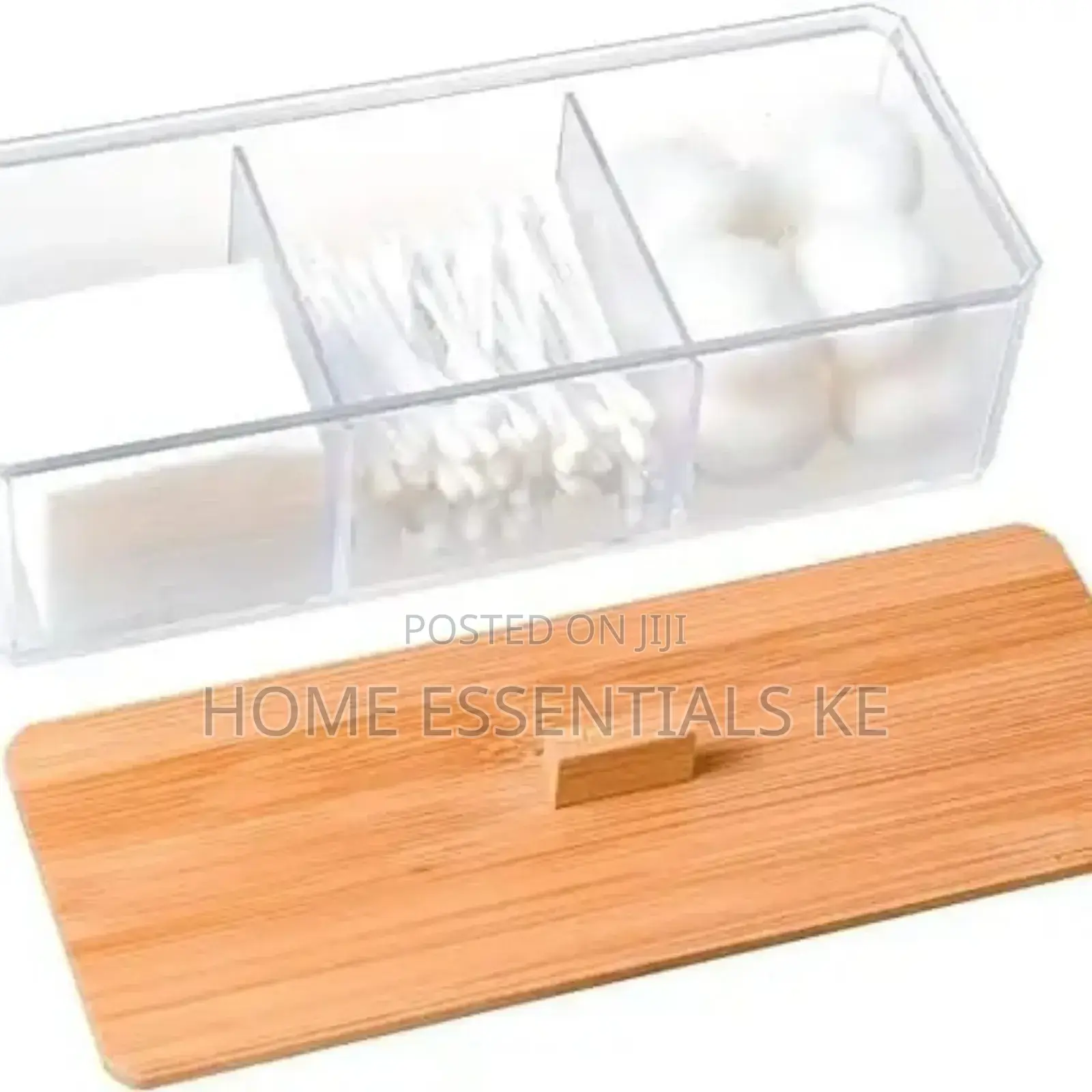 *3 Compartment Acrylic Makeup Organizer Cotton Pad