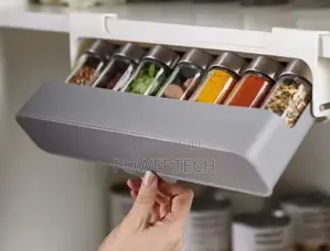 6pc Spice Jars With Under-Shelf Spice Organizer Storage Rack