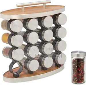  *16pcs Spice Jars With Stainless Steel Lid and a Rack