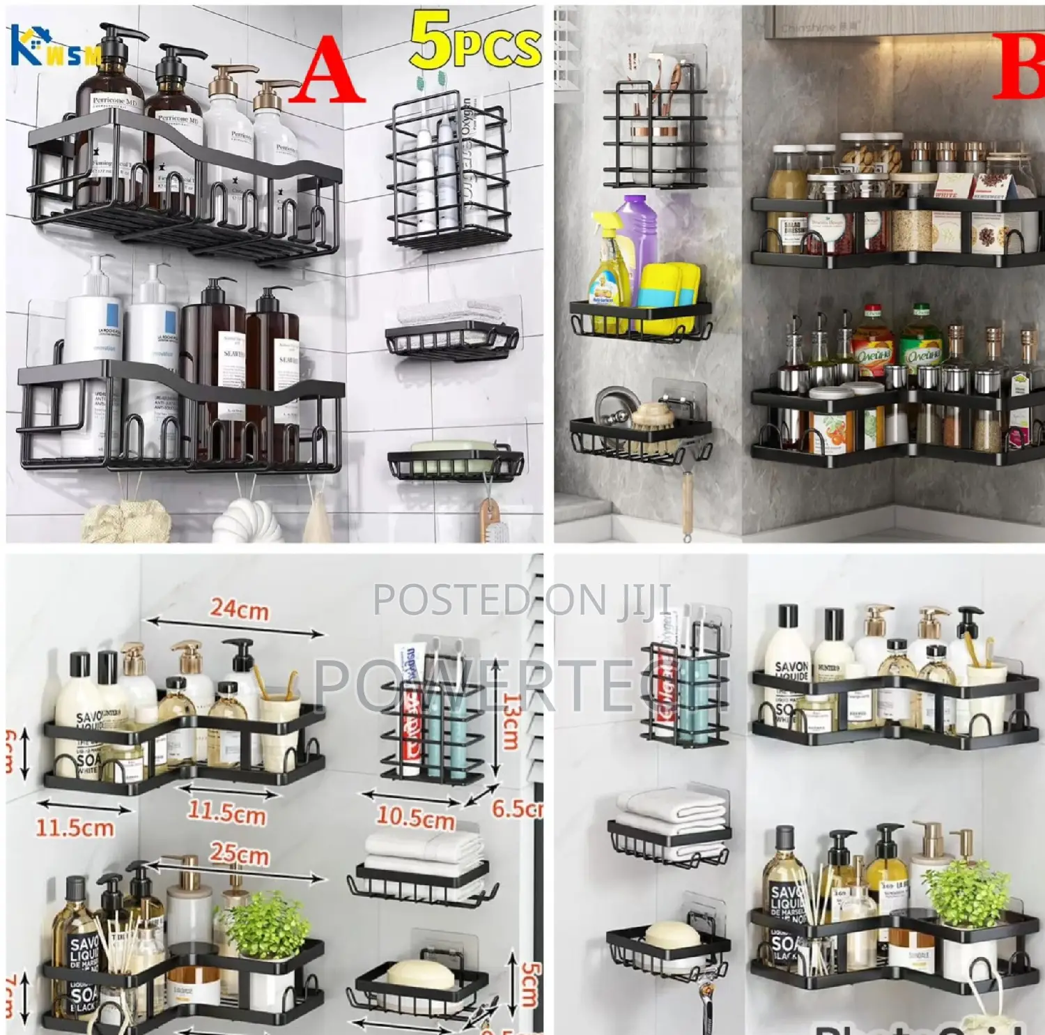 5pcs Set Shower Caddy Shelf/Bathroom Organizer*
