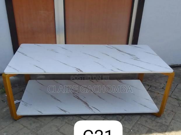 White Strong MDF Marble Effect Executive Table - main view