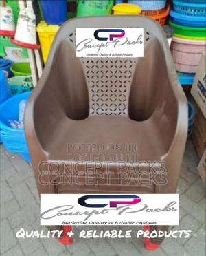 Chocolate Brown Plastic Easy Chair. - thumbnail 2
