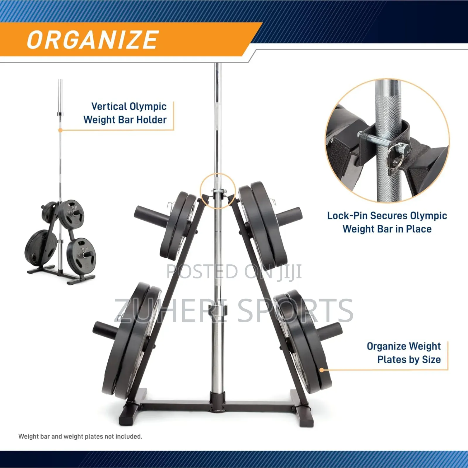 Olympic Plate Rack With Vertical Olympic Barbell Holder