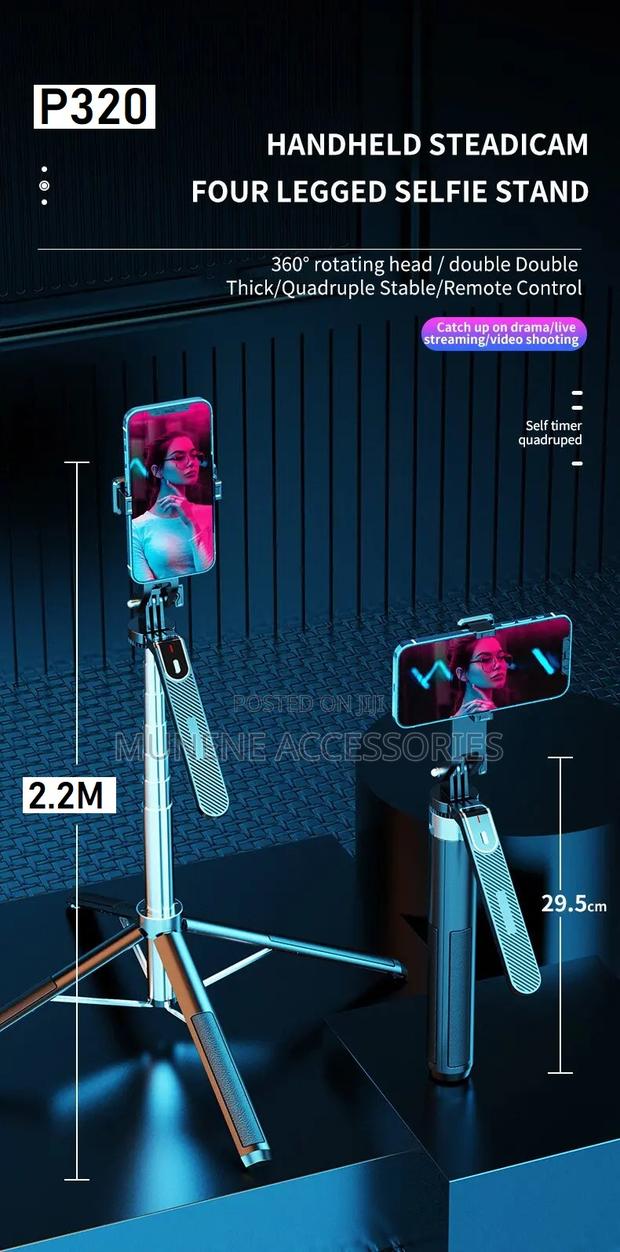 2.2M Selfie Stick Tripod Stand 360° Rotating Balance Handle - thumbnail 3