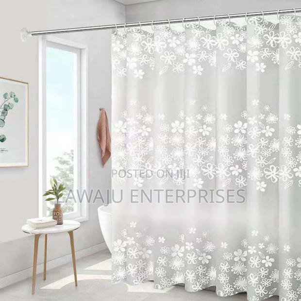 Grey Flowered PVC Shower Curtain