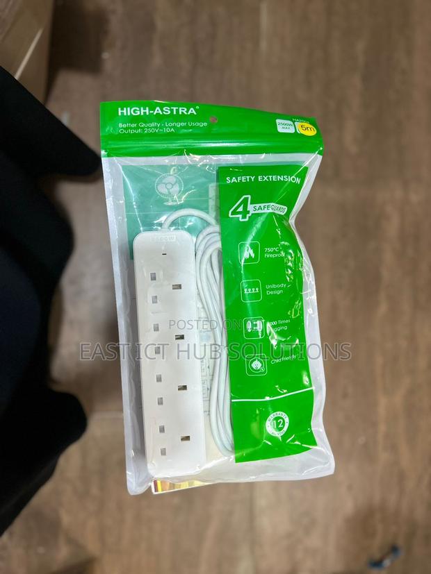 Astra 4-Way Socket Extension Cable With 5M Cable Fused