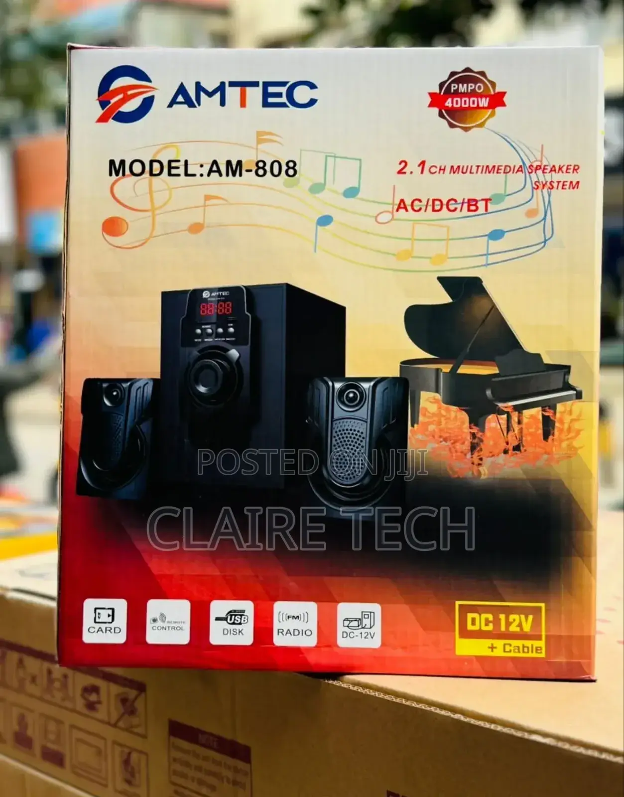 Amtec AM-808 Sub Woofer Sound System -BT/USB/FM AC/DC