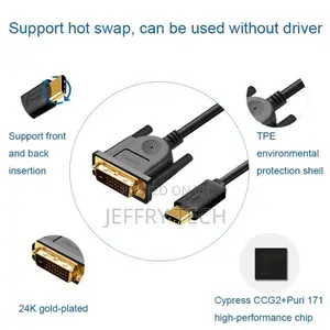 Qgeem QG-UA18 USB-C/Type-c to DVI Cable, Length: 1.8m