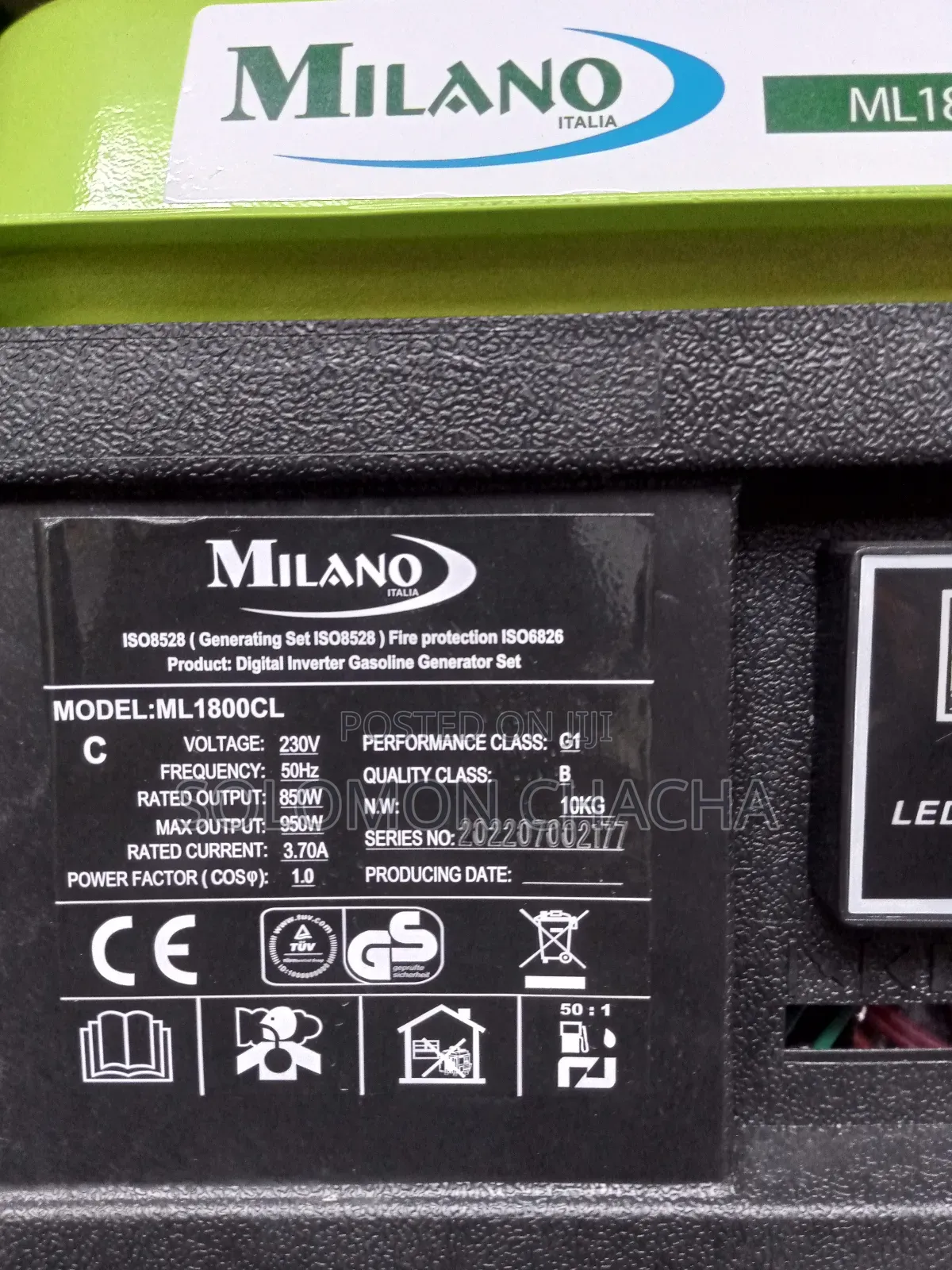 Milano 950w Portable Gasoline Generator