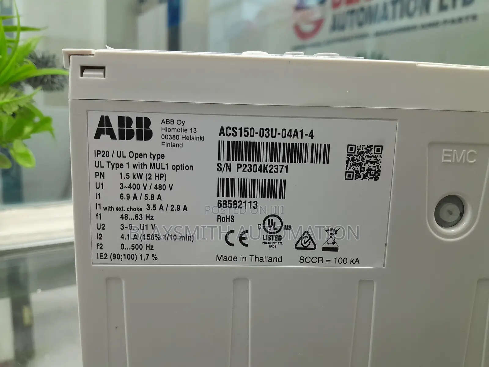 Abb VFD 1.5kw (1hp) 3phase Input Acs150-03u-04a1-4